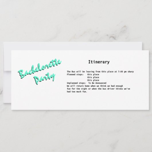 Junggeselinnen-Abschied Einladung (Rückseite)