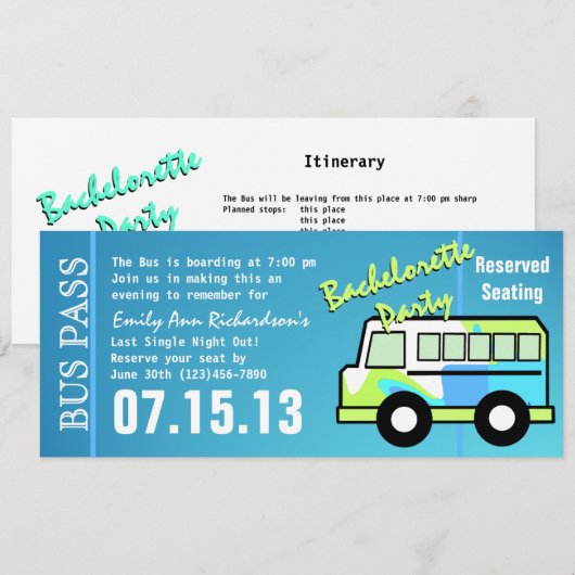 Junggeselinnen-Abschied Einladung (Vorne/Hinten)