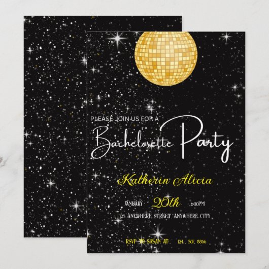 Junggeselinnen-Abschied Einladung (Vorne/Hinten)