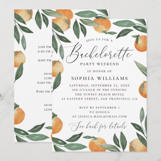 Junggeselinnen-Abschied Einladung (Vorne/Hinten)