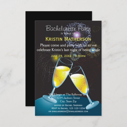 Junggeselinnen-Abschied Einladung (Vorne/Hinten)
