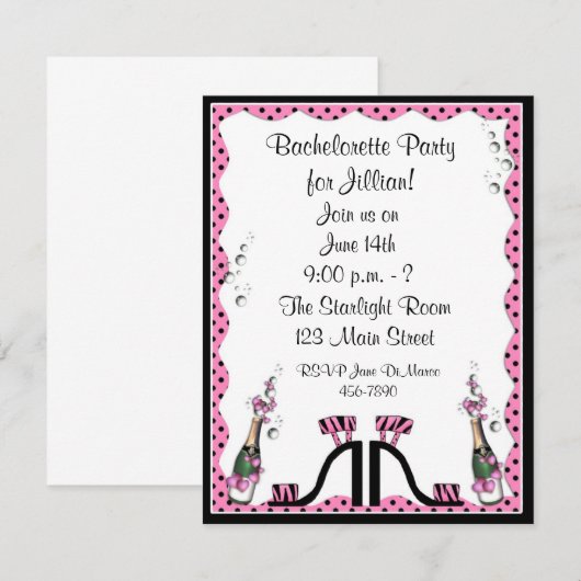 Junggeselinnen-Abschied Einladung (Vorne/Hinten)