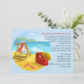 Junggeselinnen-Abschied-Einladung am Strand Einladung (Stehend Vorderseite)