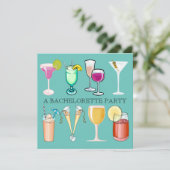 Junggeselinnen-Abschied Einladung (Aquamarin) (Stehend Vorderseite)