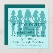 Junggeselinnen-Abschied Einladung aquamarin (Vorne/Hinten)