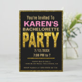 Junggeselinnen-Abschied Einladung | Gold Glam (Stehend Vorderseite)