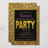 Junggeselinnen-Abschied Einladung | Gold-Glitzer (Vorne/Hinten)