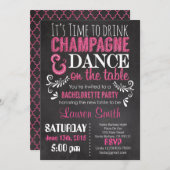 Junggeselinnen-Abschied Einladung Rosa Glitzer (Vorne/Hinten)