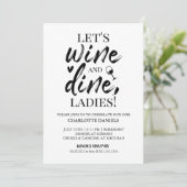 Junggeselinnen-Abschied Einladung | Wein und Dine (Stehend Vorderseite)