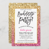 JUNGGESELINNEN-ABSCHIED ERSUCHT Glattgold Rosa Gli Einladung (Vorne/Hinten)