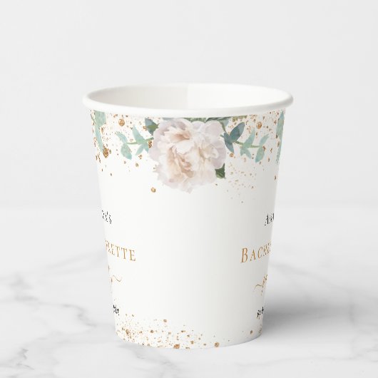 Junggeselinnen-Abschied-Eukalyptus-Glitzer Pappbecher (Links)