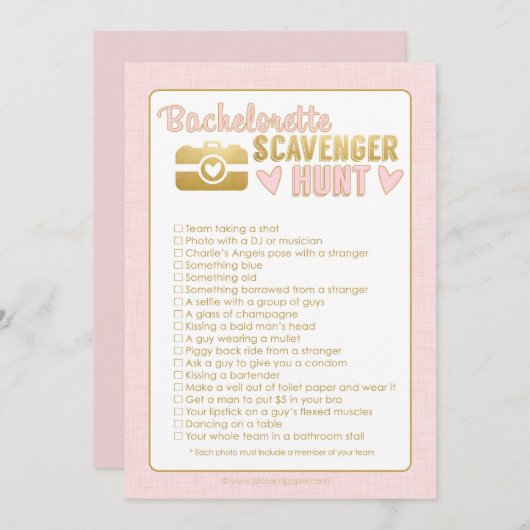 Junggeselinnen-Abschied Foto Scavenger Jagdspiel R (Vorne/Hinten)