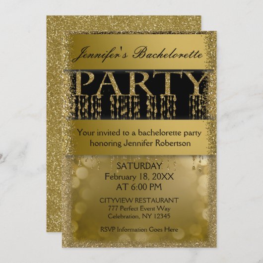 Junggeselinnen-Abschied | Fun Glamour Einladung (Vorne/Hinten)