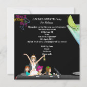 Junggeselinnen-Abschied Fun Limo Car Cocktails Einladung (Rückseite)