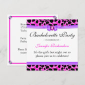 Junggeselinnen-Abschied Funky Diva Leopard Rosa Einladung (Vorne/Hinten)
