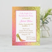 Junggeselinnen-Abschied für High Heel Foil Look Einladung (Stehend Vorderseite)