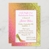 Junggeselinnen-Abschied für High Heel Foil Look Einladung (Vorne/Hinten)
