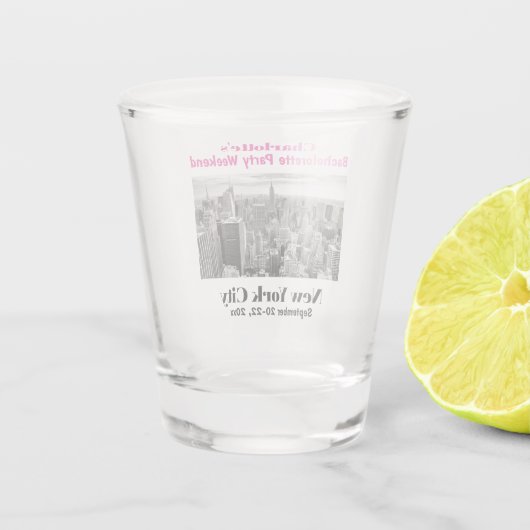 Junggeselinnen-Abschied Gefallen New York City Gir Schnapsglas (Rückseite)
