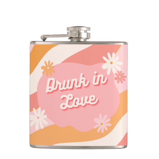 Junggeselinnen-Abschied Gefallen Retro Pink Betrun Flachmann (Vorderseite)