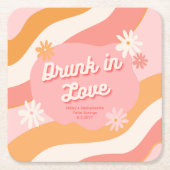 Junggeselinnen-Abschied Gefallen Retro Pink Betrun Rechteckiger Pappuntersetzer (Vorderseite)