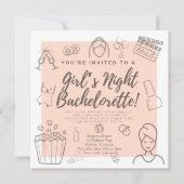 Junggeselinnen-Abschied Girls Night Dusche Einladu Einladung (Vorderseite)