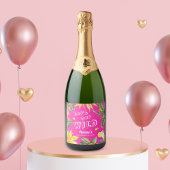 Junggeselinnen-Abschied Girly Pink Tropical Beach Schaumweinetikett