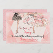 Junggeselinnen-Abschied Glamourous Dress Peach Ton Einladung (Vorne/Hinten)