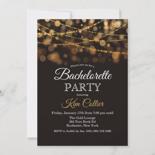 Junggeselinnen-Abschied Glitzer Lights Einladung (Vorderseite)