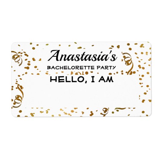 Junggeselinnen-Abschied Gold Confetti Papiernamen (Vorne)