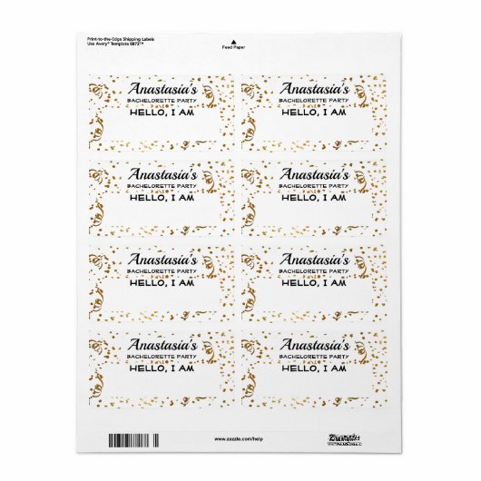Junggeselinnen-Abschied Gold Confetti Papiernamen (Vorne)