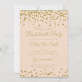 Junggeselinnen-Abschied Gold Glitzer Confetti Blus Einladung (Vorderseite)