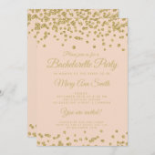 Junggeselinnen-Abschied Gold Glitzer Confetti Blus Einladung (Vorne/Hinten)