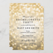 Junggeselinnen-Abschied Gold Glitzer Lights Einladung (Vorne/Hinten)