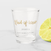 Junggeselinnen-Abschied Gold Glitzer Trauzeugin Schnapsglas (Vorderseite)