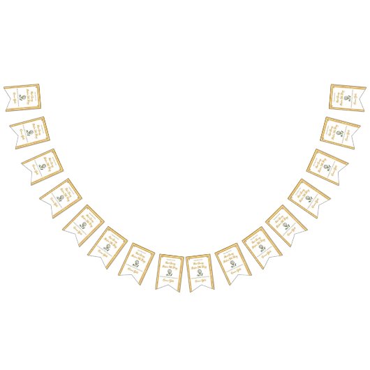 Junggeselinnen-Abschied Golf Gold Glitzer & White Wimpelkette (Alle)
