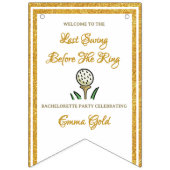 Junggeselinnen-Abschied Golf Gold Glitzer & White Wimpelkette (Erste Fahne)