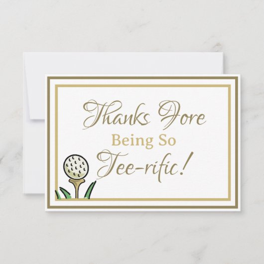 Junggeselinnen-Abschied Golf Gold und Weiß Dankeskarte (Vorderseite)