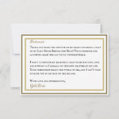 Junggeselinnen-Abschied Golf Gold und Weiß Dankeskarte (Rückseite)