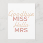 Junggeselinnen-Abschied Goodbye Miss Hallo Mrs Bri Postkarte (Vorderseite)