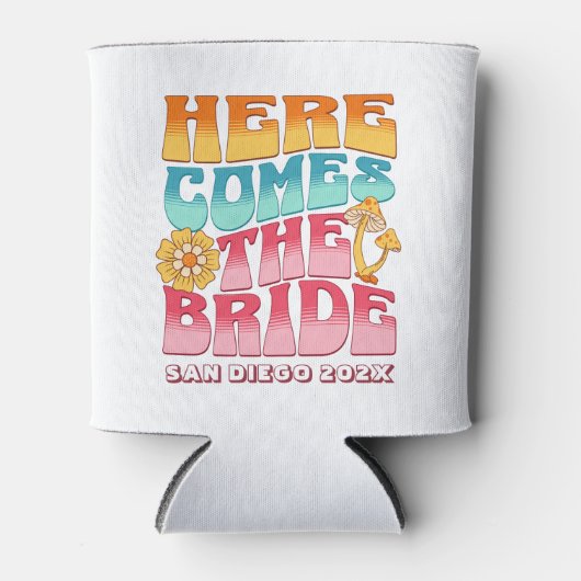 Junggeselinnen-Abschied Groovy Retro Wavy Text Bri Dosenkühler (Vorderseite)