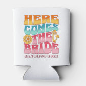 Junggeselinnen-Abschied Groovy Retro Wavy Text Bri Dosenkühler (Rückseite)