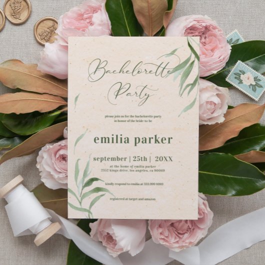 Junggeselinnen-Abschied, Grünblätterpapier Einladung
