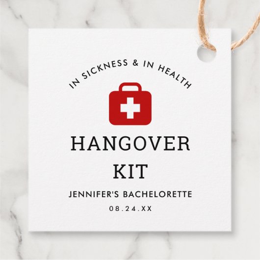 Junggeselinnen-Abschied Hangover Kit Geschenkanhänger (Rückseite)
