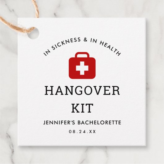 Junggeselinnen-Abschied Hangover Kit Geschenkanhänger (Vorderseite)