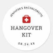 Junggeselinnen-Abschied Hangover Kit Runder Aufkleber (Vorderseite)