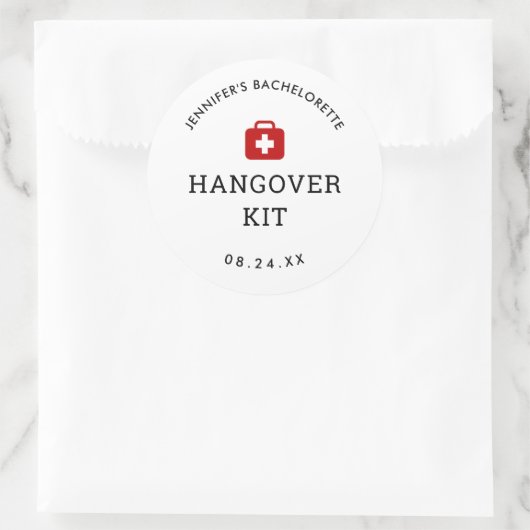 Junggeselinnen-Abschied Hangover Kit Runder Aufkleber (Tasche)