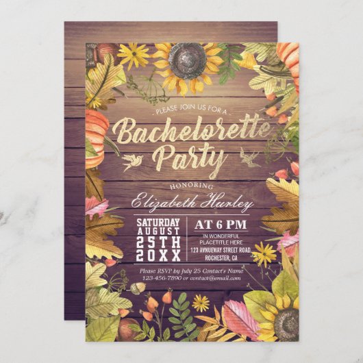 Junggeselinnen-Abschied Herbstmapfel Fallleaf Pump Einladung (Vorne/Hinten)