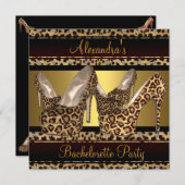 Junggeselinnen-Abschied Hi Heel Schuhe Leopard Gol Einladung (Vorne/Hinten)