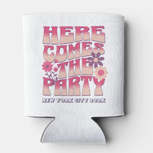 Junggeselinnen-Abschied hier kommt der Party Groov Dosenkühler (Rückseite)