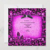 Junggeselinnen-Abschied Hot Pink Leopard Black Sho Einladung (Rückseite)